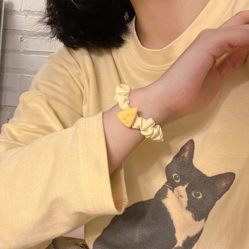 Dây Buộc Tóc Co Giãn Hình Phô Mai Hồng Macaron Dễ Thương Cho Bé Gái