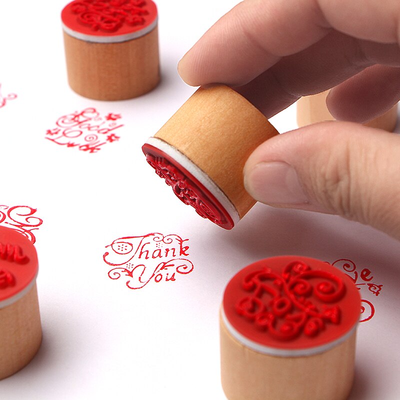 Con dấu bằng gỗ và cao su tạo hình chữ Thank You dùng để trang trí thiệp