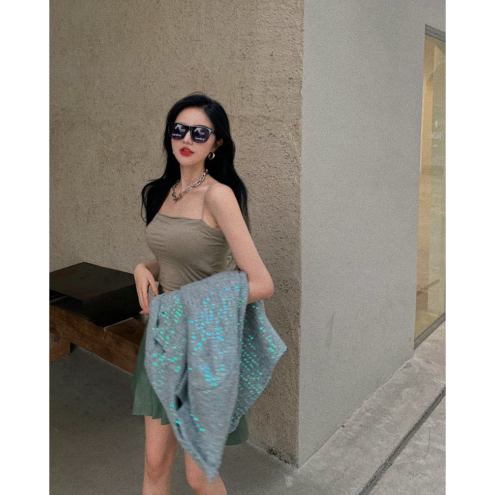 (A4000) áo vest sequin bling bling ulzzang hàn quốc lấp lánh ánh xanh xám size S M L(kèm ảnh khách ) | BigBuy360 - bigbuy360.vn