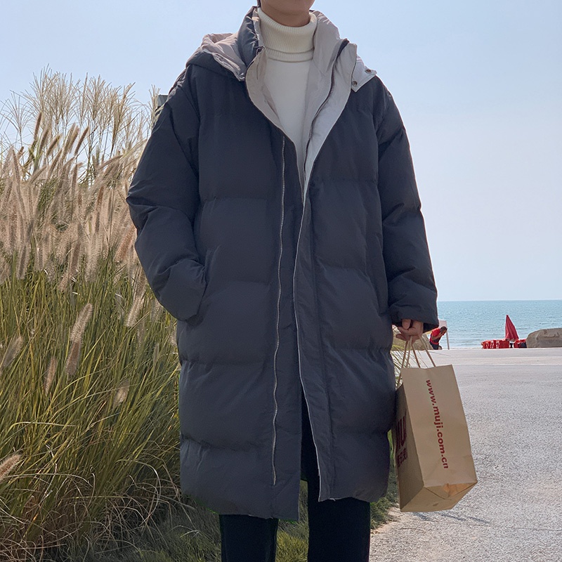 Áo phao nam dáng dài fom rộng có mũ thời trang phong cách hàn quốc