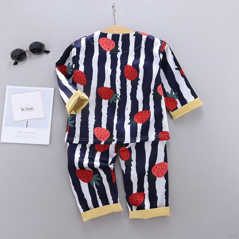 Set Pijama Áo Dài Tay + Quần Dài In Hình Hoạt Hình Đáng Yêu Cho Bé