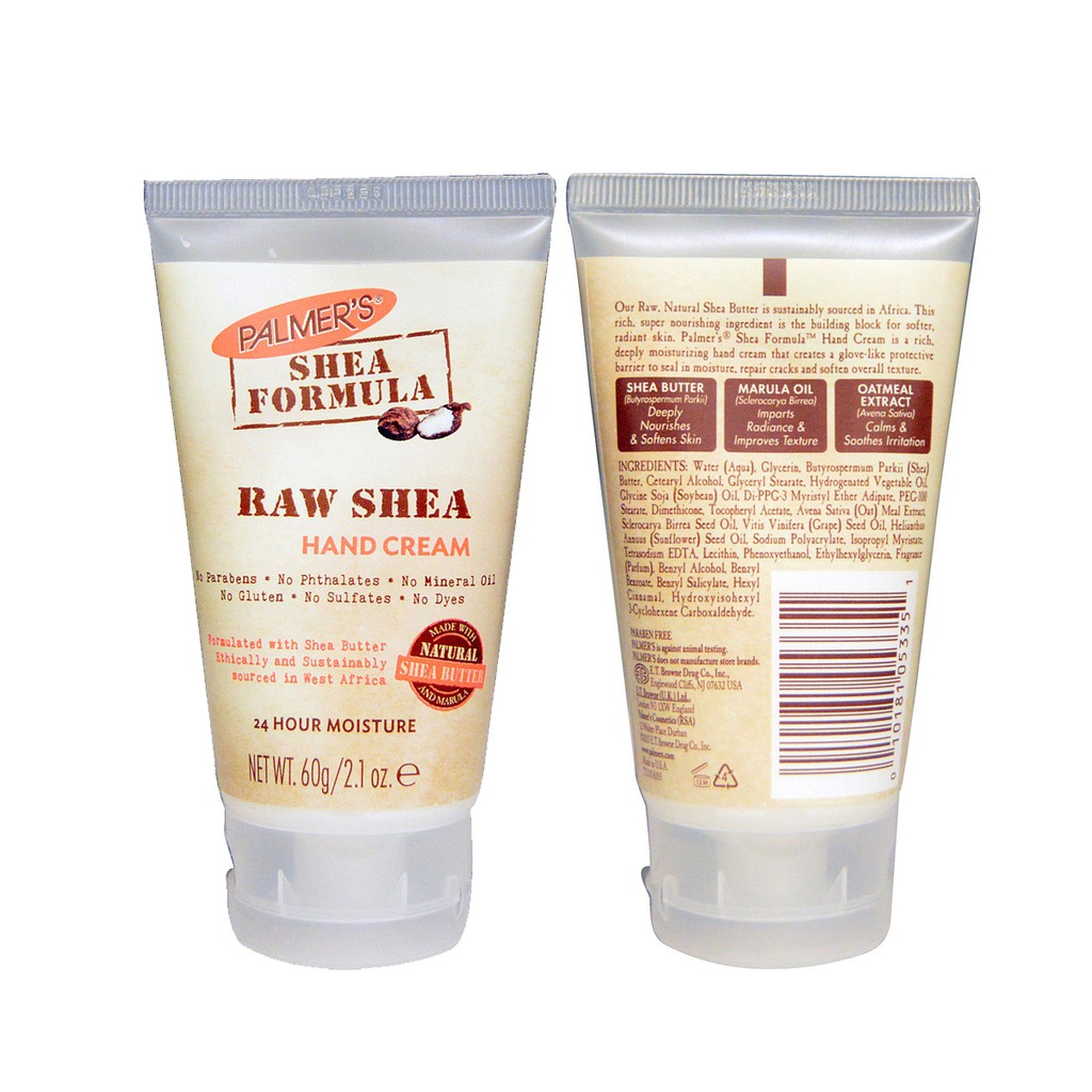 [ CHĂM SÓC DA TAY CHÍNH HÃNG MỸ] Kem Dưỡng Da Tay Giữ Ẩm Bơ Hạt Mỡ Palmer’s Raw Shea Hand Cream Tuýp 60Gr