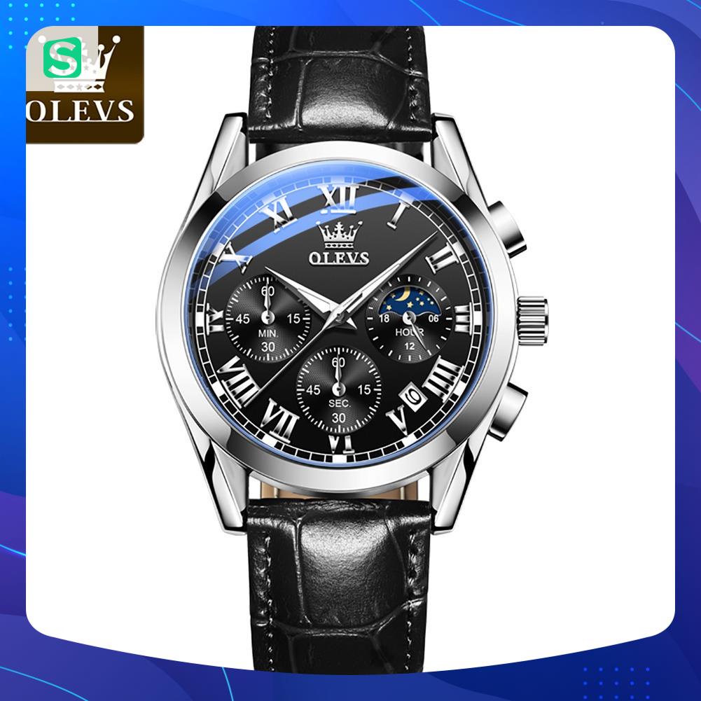 Đồng hồ đeo tay nam OLEVS 2871 cao cấp,chống vô nước,chống xước,có dạ quang,dây da,đẹp,giá rẻ,mặt tròn