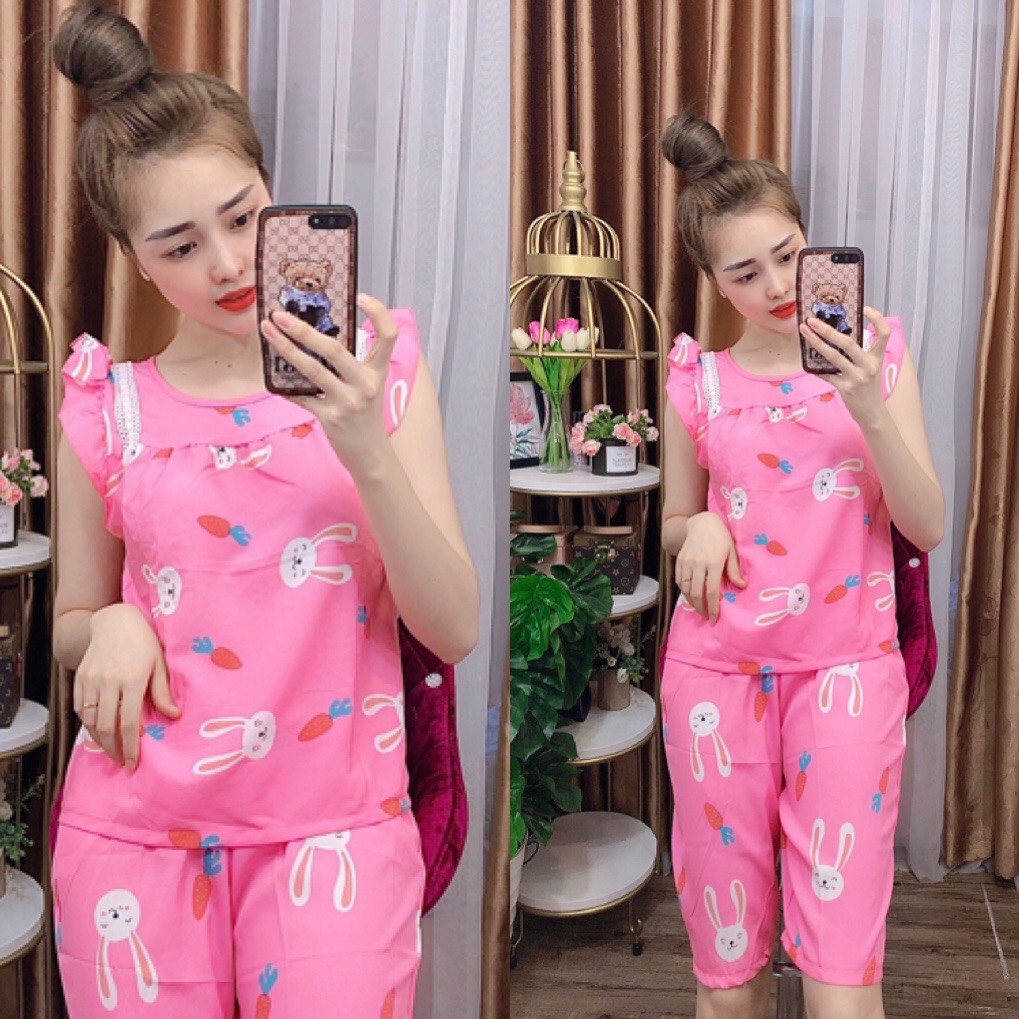 ĐỒ BỘ MẶC NHÀ - ĐỒ BỘ LỤA HỌA TIẾT HÌNH THÚ DỄ THƯƠNG - LUA20