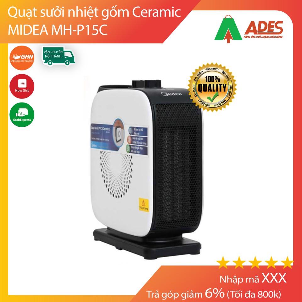 Quạt sưởi nhiệt MIDEA MH-P15C - Gốm Ceramic không đốt oxi, không chói mắt, không khô da - Full box NEW 2021