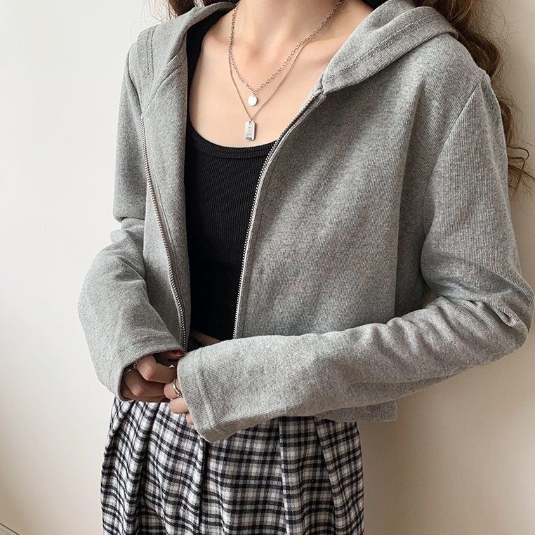 Áo khoác hoodie SUXI tay dài dáng rộng thời trang mùa thu cho nữ
