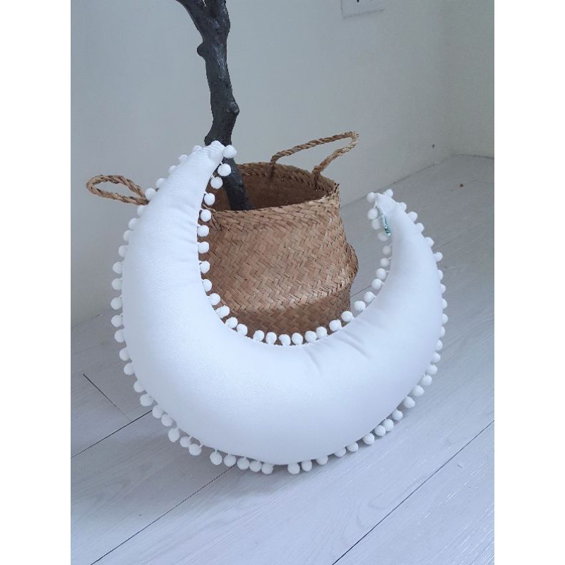 Set 4 gối trăng sao mây vuông đã nhồi bông 40x40cm. Vải cotton 100% cao cấp gối trang trí pompom