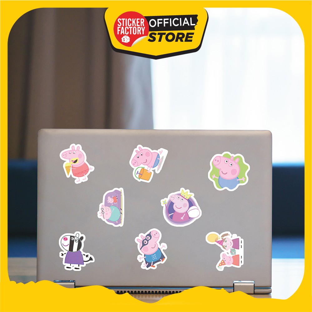 Hộp set 30 sticker decal hình dán nón bảo hiểm , laptop, xe máy, ô tô STICKER FACTORY - Peppa Pig