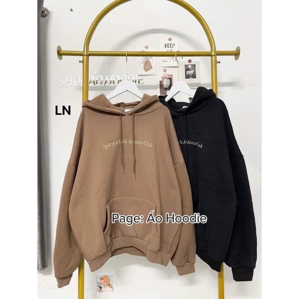 Áo hoodie dòng chữ nhỏ Sporty mũ 2 lớp DA6