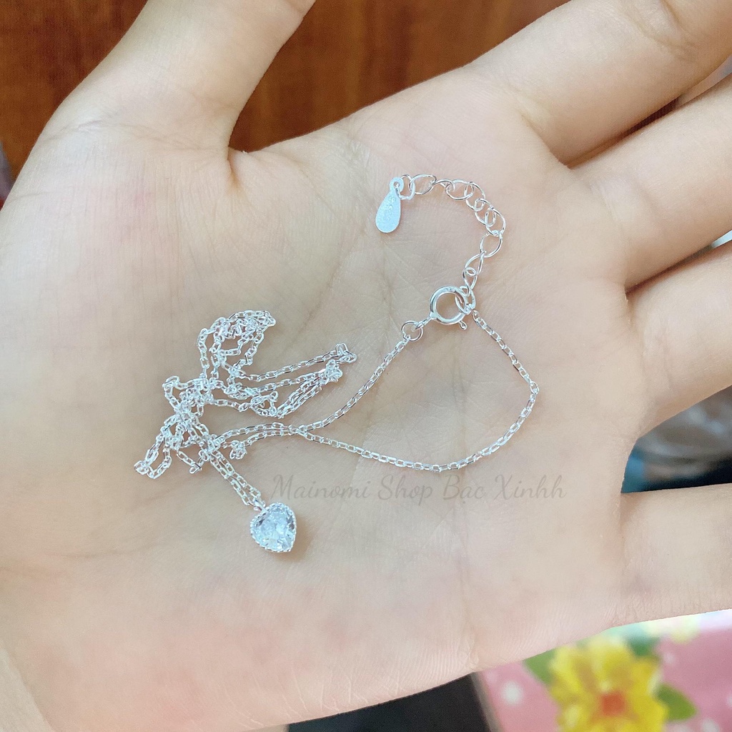 Dây chuyền mặt trái tim đá nhỏ MAINOMI mã kèm quà tặng, nhỏ nhắn xinh xắn