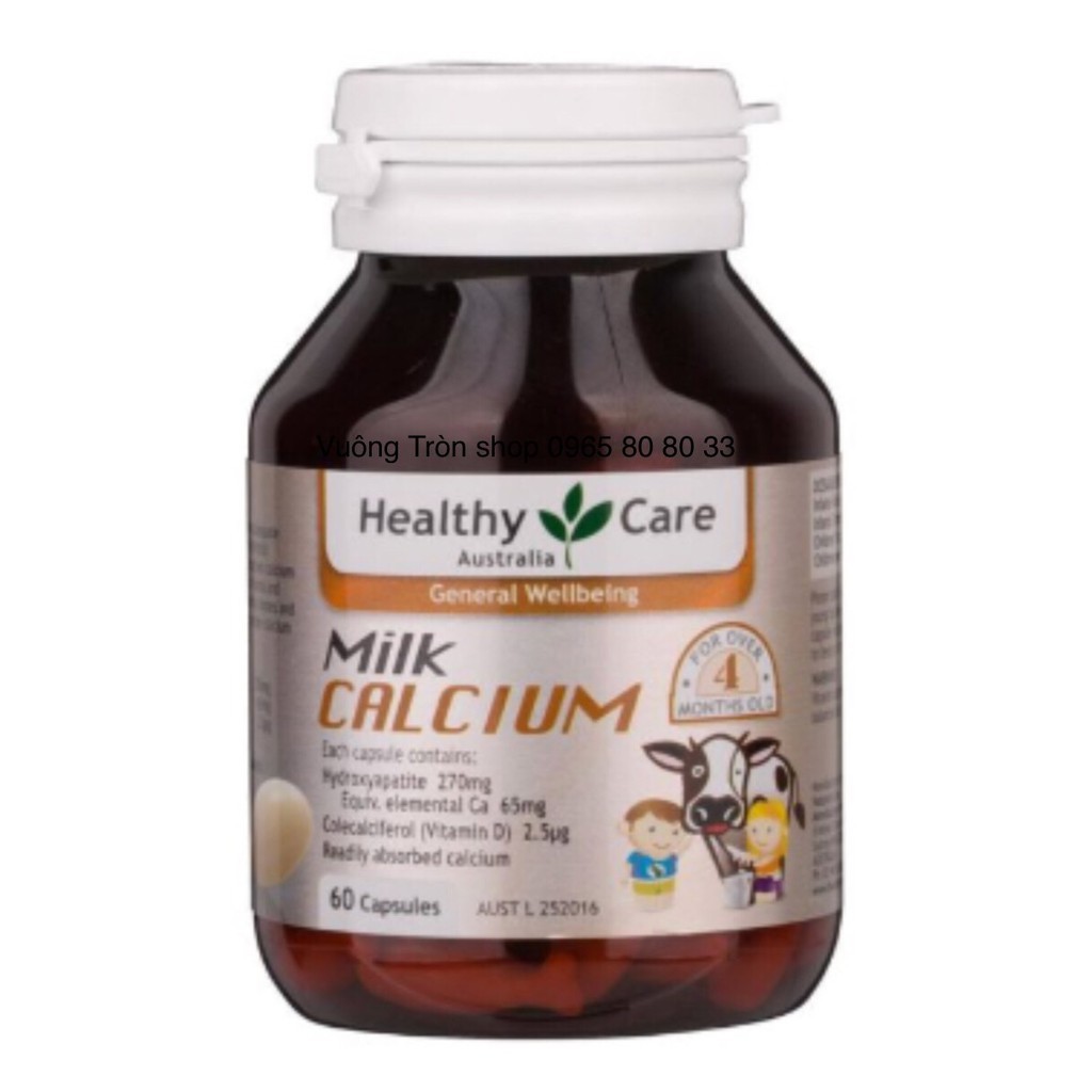 (Canxi) Milk Calcium Healthy Care Cho Trẻ Trên 4 Tháng Tuổi, 60 Viên