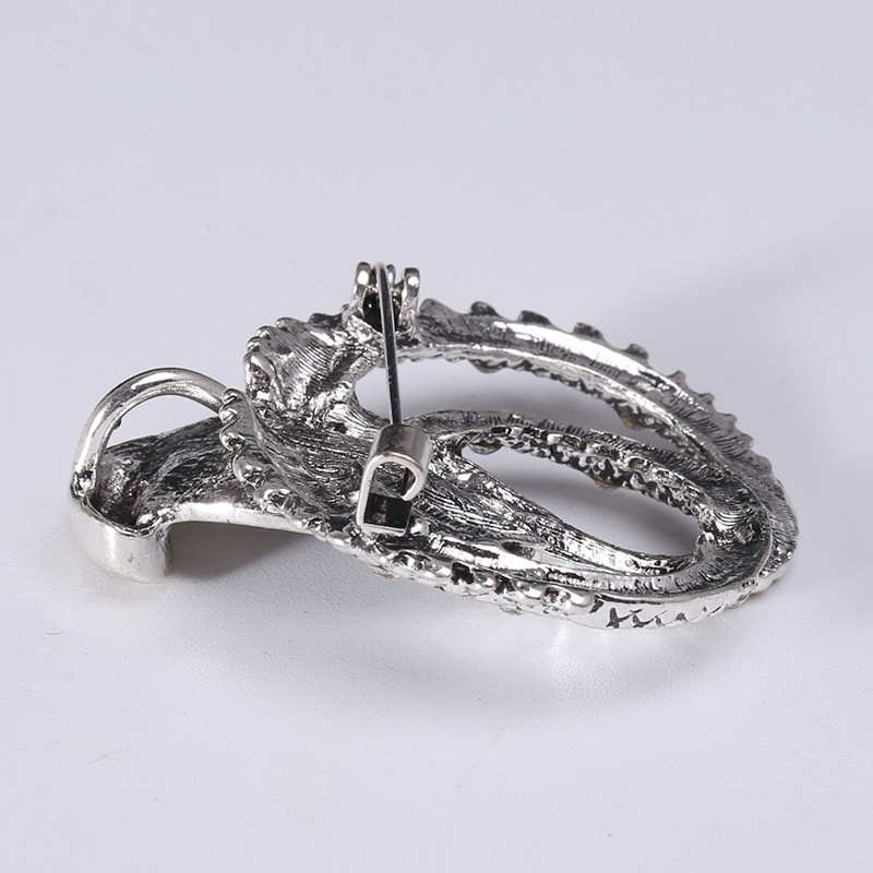 Ghim Cài Áo Hình Rắn Đính Đá Phong Cách Retro Thời Trang