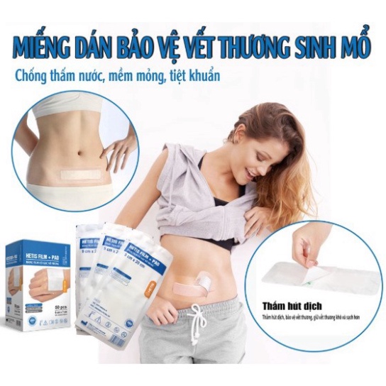 Huong Hoa Mart Gạc, Miếng Dán Vết Mổ Sau Sinh HETIS FILM PAD Bảo Vệ Vết Thương Khỏi Sự Xâm Nhập Của Vi Khuẩn