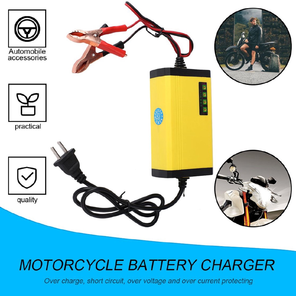 COD⭐Mini Portable 12V 2A Car Motor Smart Battery Charger LED Adapter Power Supply