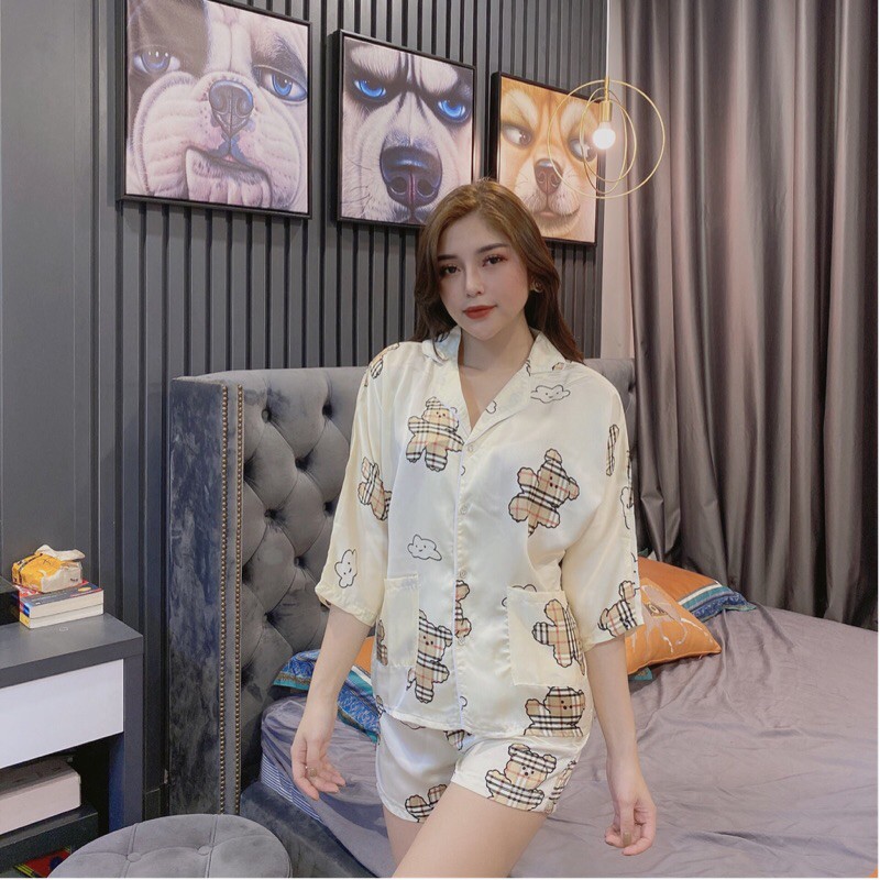 Đồ bộ pijama, bộ lụa satin cộc đùi cao cấp mềm mịn, thoáng mát hoạ tiết đẹp