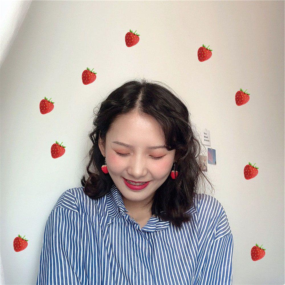 Khuyên Tai Thả Bijoux Màu Đỏ Dâu Tây Sống Động Cho Nữ