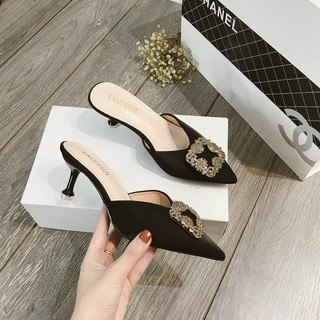 GIÀY SỤC NỮ GÓT NHỌN MŨI HIỆU ĐÁ Vàng và Đa’ trăng HH30