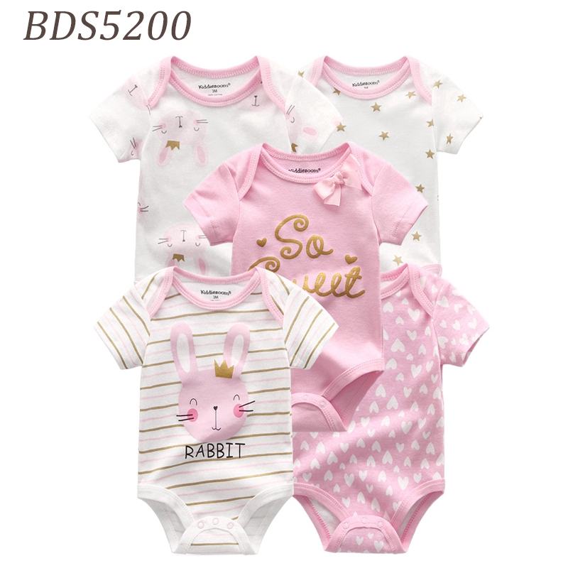 Set 5 Áo Liền Quần 100% Cotton Cho Bé Từ 0-12 Tháng Tuổi