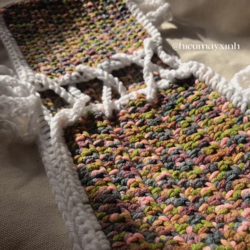 Tinker Tube Top - áo handmade crochet viền trắng kiểu màu loang mùa hè 🏝