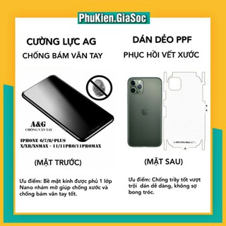 [COMBO] KÍNH CƯỜNG LỰC IPHONE CHỐNG VÂN TAY + MIẾNG DÁN PPF MẶT SAU PHỤC HỒI VẾT XƯỚC DÀNH CHO IPHONE