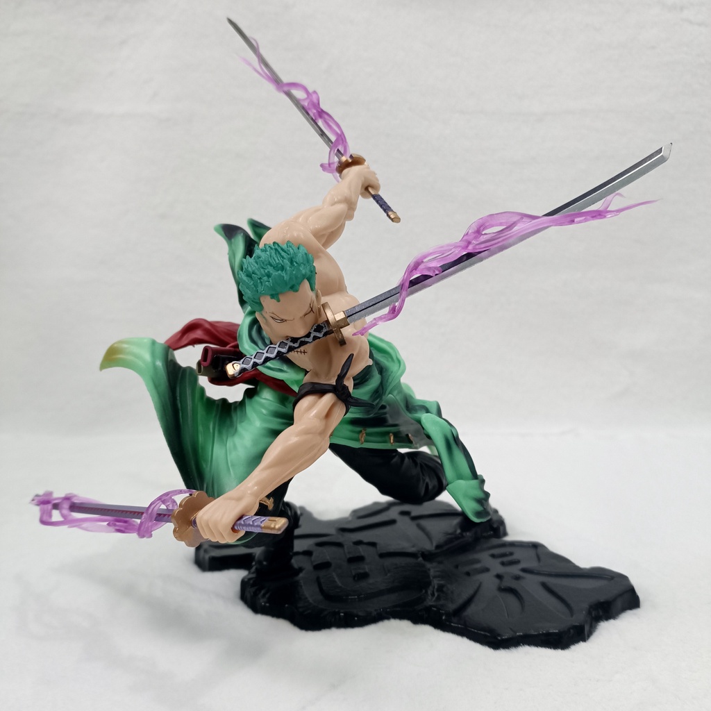 Mô hình nhân vật One Piece Zoro 3000 thế giới cao cấp - Mô hình Zoro 3 kiếm, hiệu ứng Hắc Kiếm, Figure anime One Piece