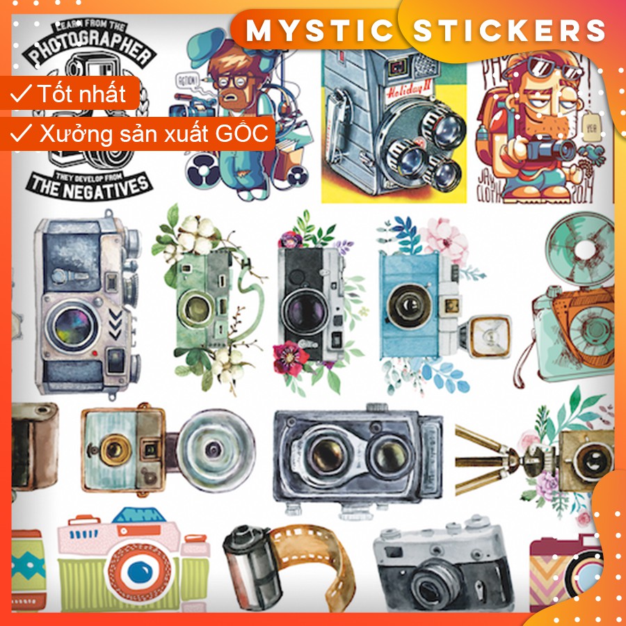 [CAMERA] 32 Sticker chống nước/ trang trí ,dán xe laptop mũ bảo hiểm vali...