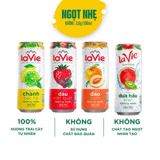Nước uống vị trái cây có ga Lavie Sparkling mix 4 vị thùng 24 lon 330ml
