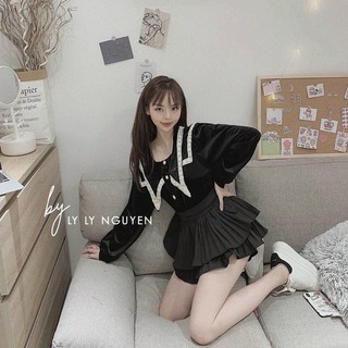 chân váy dập li 2 tầng
