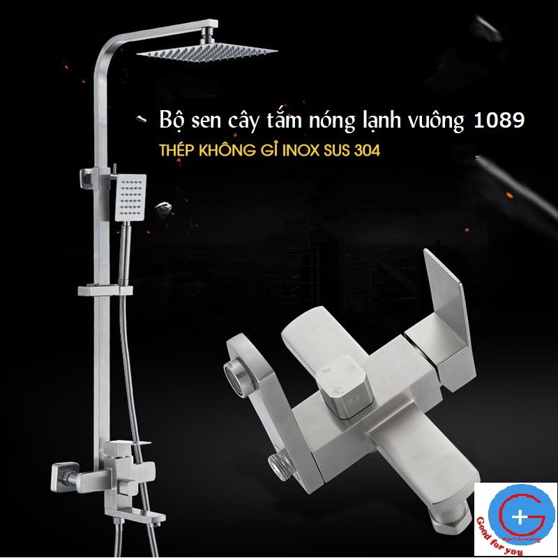 Bộ sen cây tắm nóng lạnh Inox SUS 304 vuông (Bảo hành toàn quốc 2 năm) Không chì rất an toàn