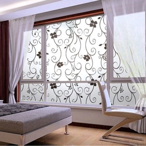 Tấm film dán cửa sổ bề mặt nhám họa tiết hoa kích thước 45x100cm