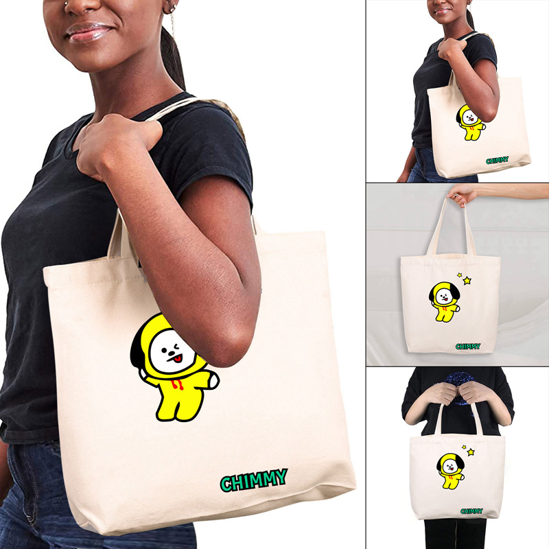 Túi Tote Vải Canvas In Hình Bt21 Dễ Thương