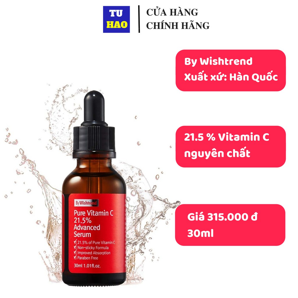 [Mã FMCG8 - 8% đơn 250K] Tinh chất Vitamin C dưỡng trắng da làm mờ vết thâm By Wishtrend Pure Vitamin C 21.5 Serum 30ml | BigBuy360 - bigbuy360.vn