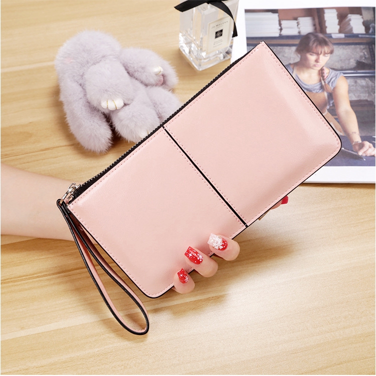 VERSDO  Women Forever Young Splicing Leather PU Wallets Long Zipper Clutch Long Purse
