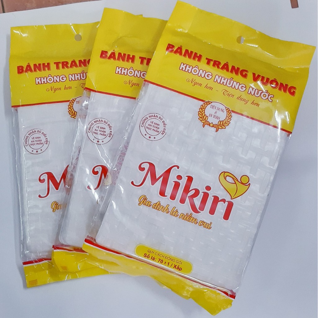 Bánh Tráng Vuông Lớn Mikiri 70 Lá - Siêu Mỏng Không Nhúng Nước - Gỏi Cuốn, Bánh Tráng Trộn Siêu Ngon