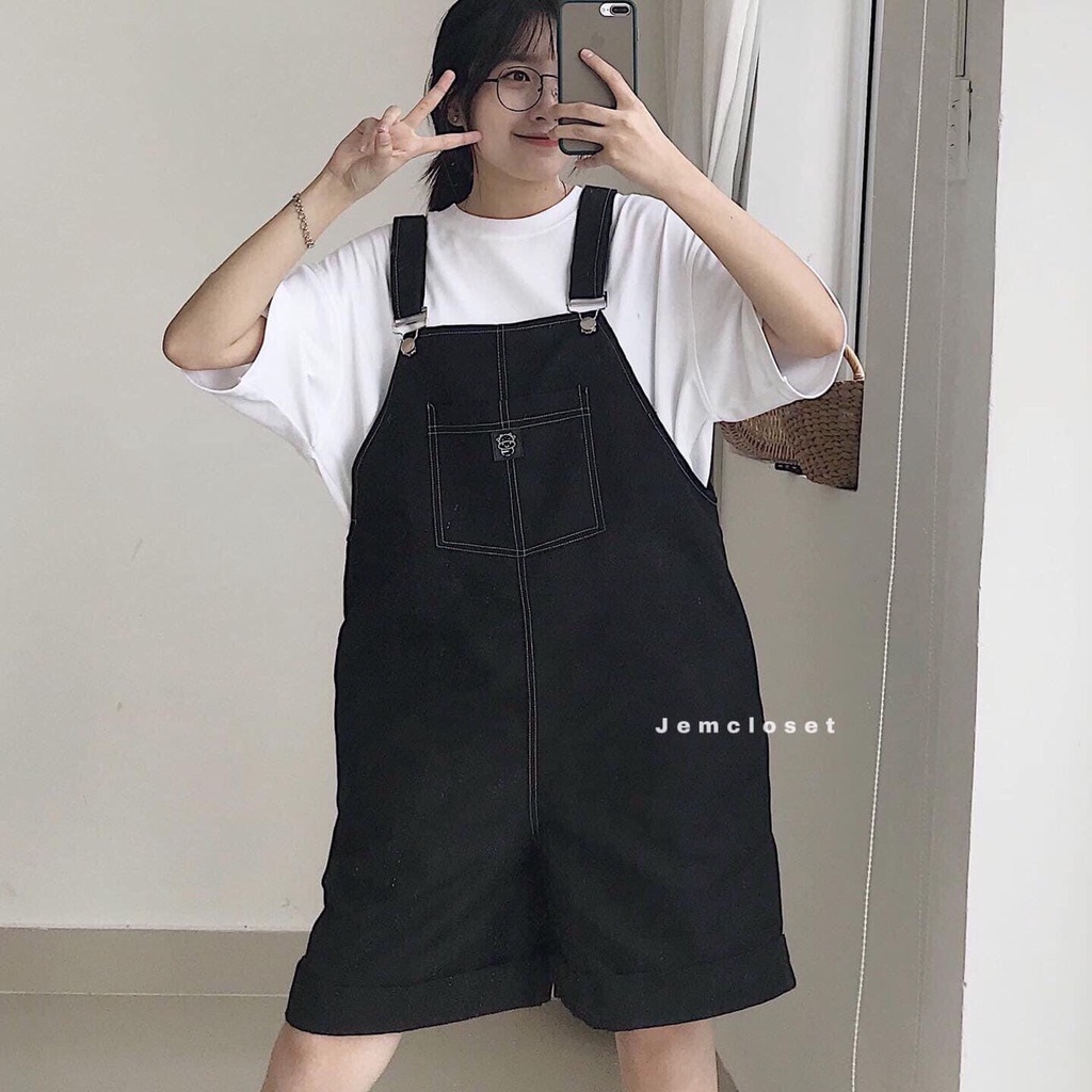 Quần yếm đùi rút eo kaki