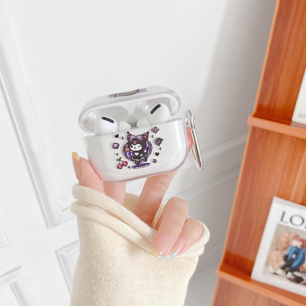 Vỏ TPU mềm hoạt hình Kuromi dễ thương thích hợp cho hộp tai nghe không dây Airpods 1/2/3 pro
