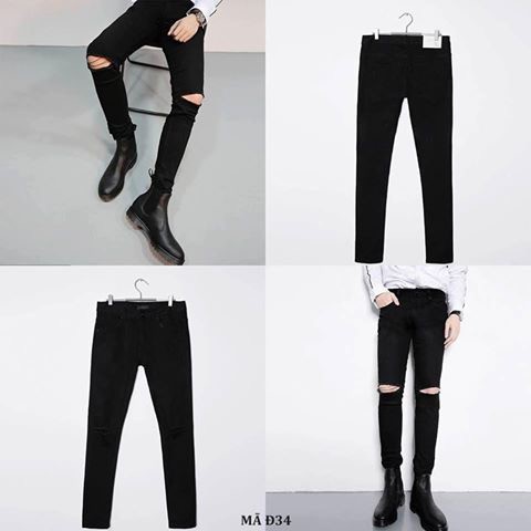 Quần jean nam chất bò rách vá gối cao cấp mẫu mới nhiều màu -AHFASHION