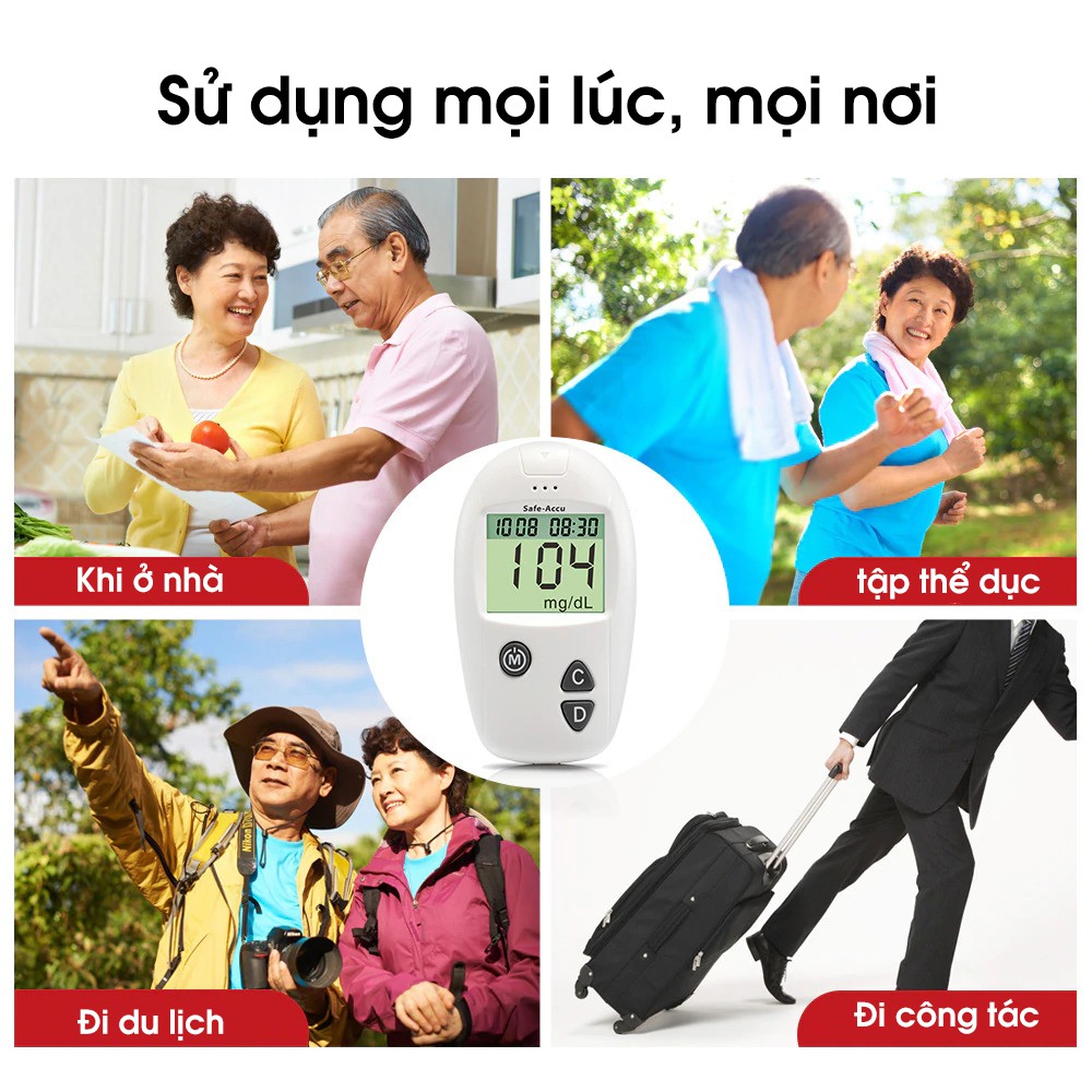 Máy đo đường huyết Safe - Acucu chính hãng bảo hành trọn đời, đo tiểu đường, phát hiện tiểu đường chính xác - Nhà Sứa