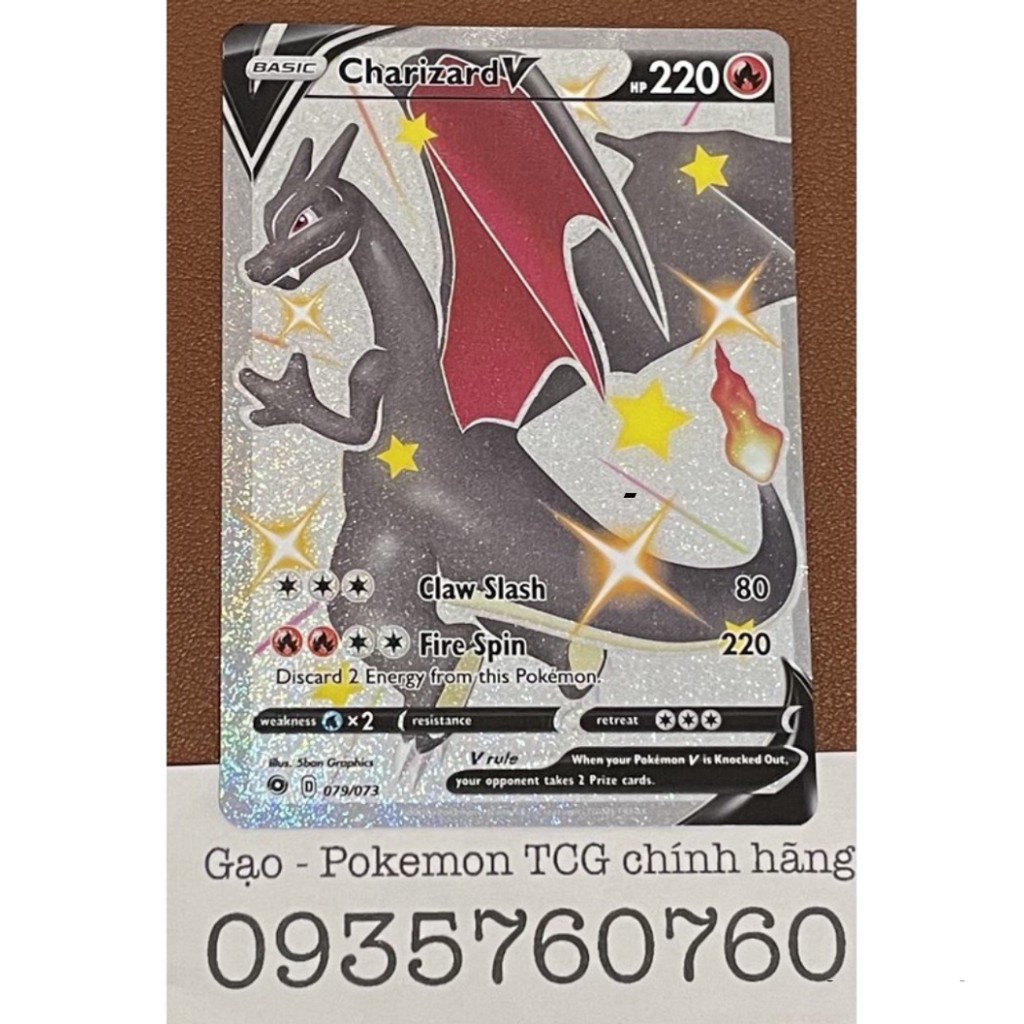 Thẻ bài pokemonn TCG: Charizard V shiny chính hãng  chính hãng