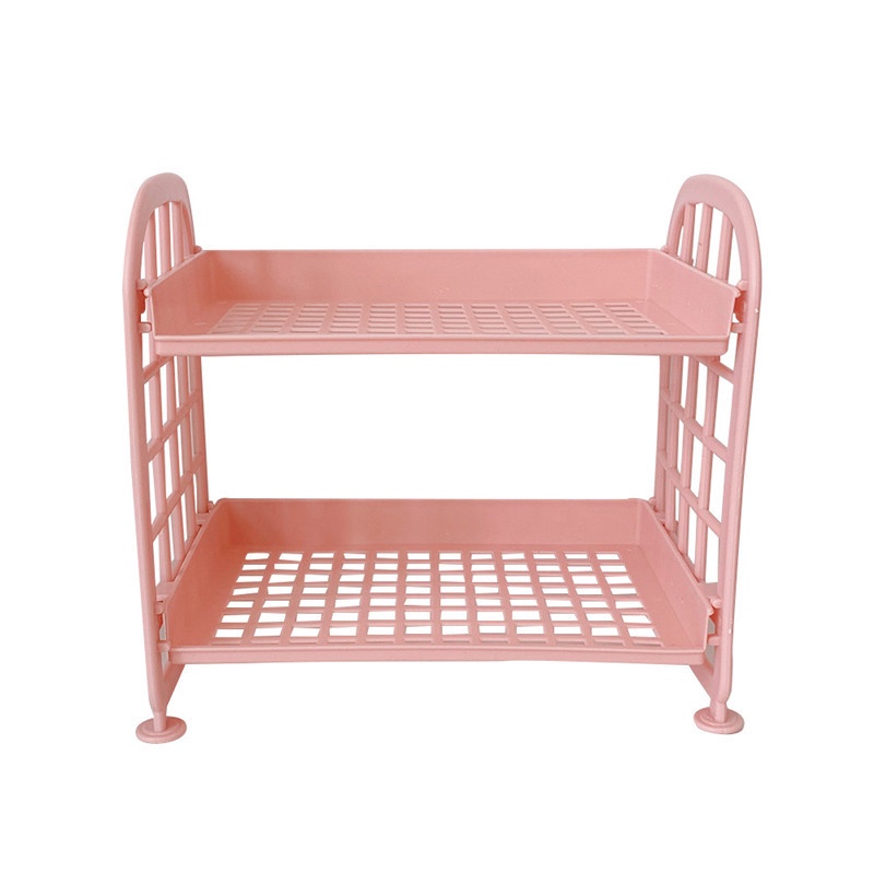 Giá Đựng Mỹ Phẩm / Trang Sức Để Bàn Bằng Nhựa Hai Tầng Có Thể Gấp Gọn Dễ Thương