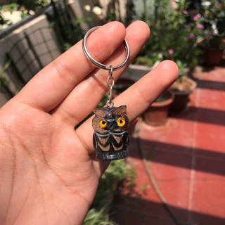 Móc khoá bằng sừng hình con cú mèo
