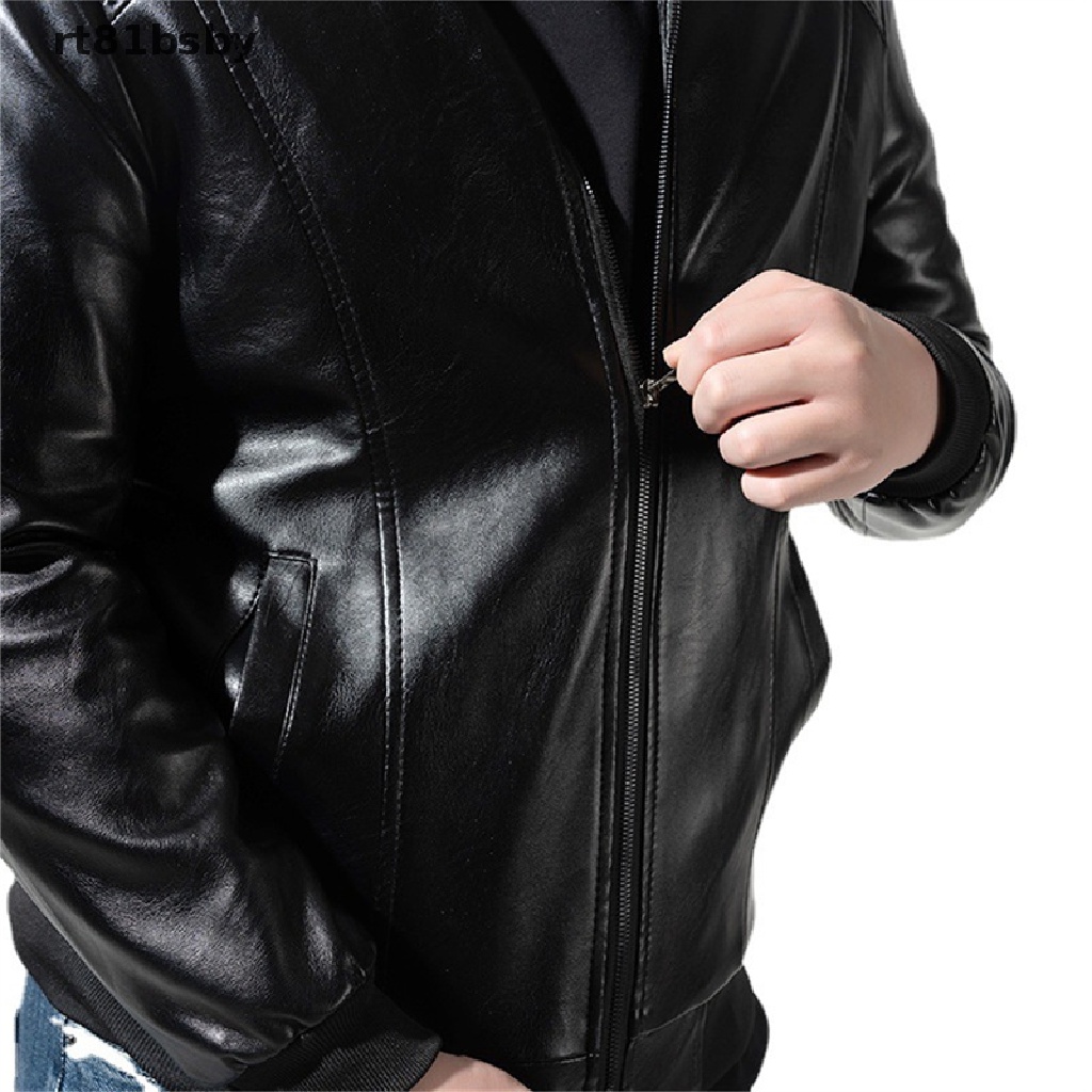 Áo Khoác Bomber Bằng Da Màu Đen rt81bsby Thời Trang Cá Tính Cho Nam