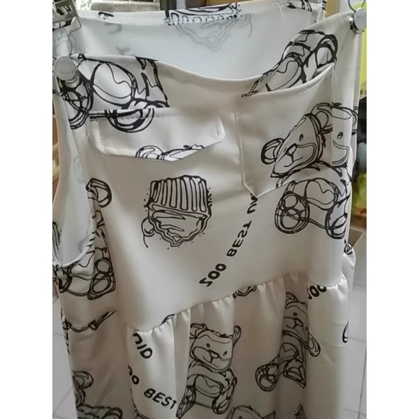 🌸 SẴN Set Váy yếm babydoll dài hình con gấu siu cute COÁ ẢNH THẬTTT