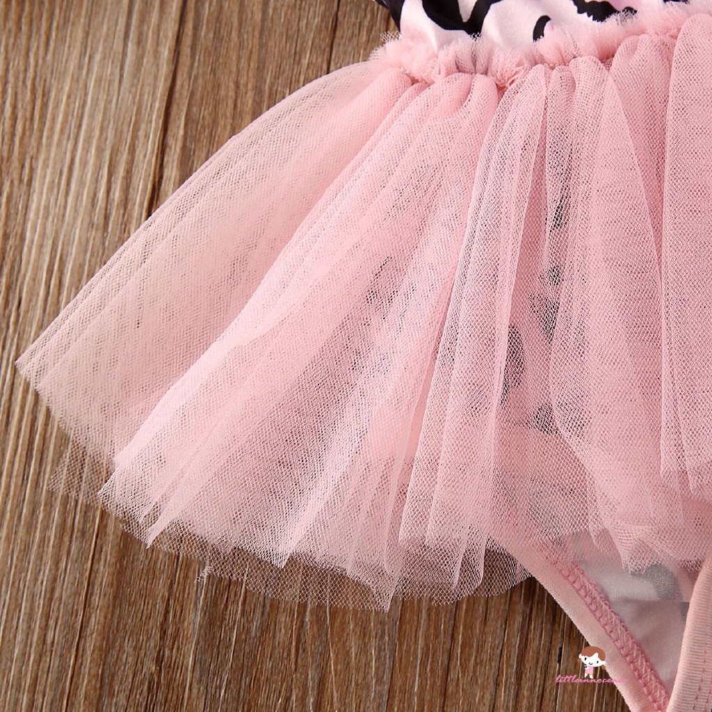 Đầm Xoè Tutu Sát Nách Phối Ren Hoa Cho Bé Gái
