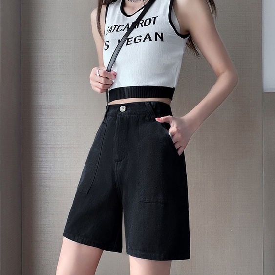 Quần lửng nữ chất vải kaki lưng cao, đai chéo phong cách Hàn Quốc có bigsize 70kg