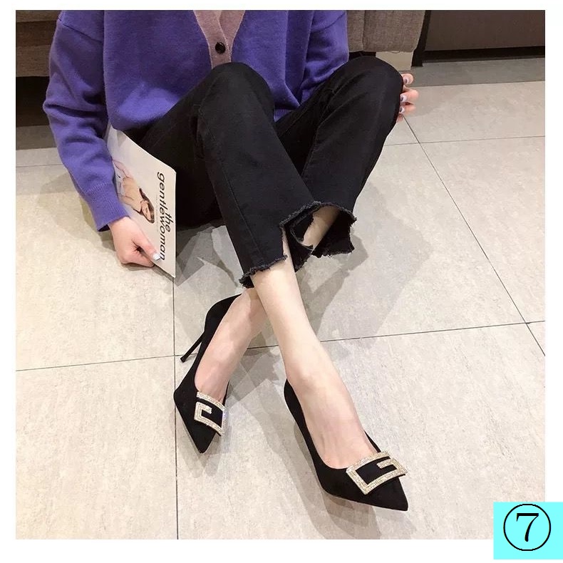 Giày Cao Gót Mũi Nhọn Đính Đá Phong Cách Thời Trang Mùa Xuân Dành Cho Nữ 2022