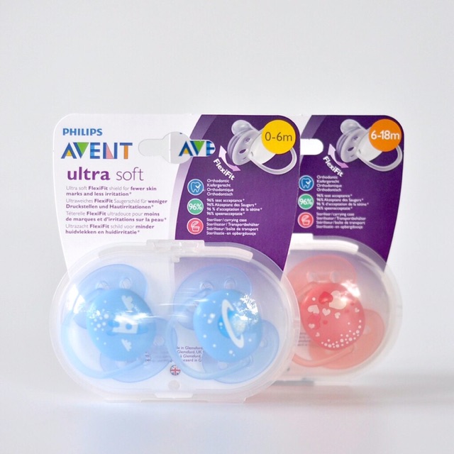 Ty ngậm siêu mềm Philips AVENT cho bé 0-6 tháng và 6-18 tháng SCF222/21