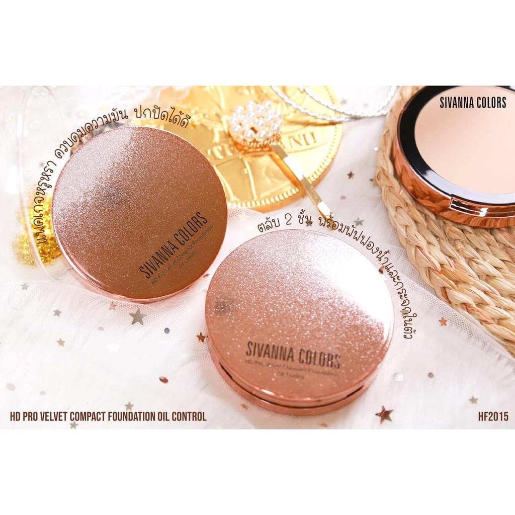 Phấn phủ kiềm dầu Sivanna HD Pro Velvet Compact Foundation Oil Control HF2015