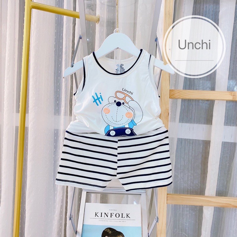 Bộ Quần Áo Unchi Ba Lỗ Bé Trai, Bé Gái Chất Thun Lạnh Mát Mẻ - Thời Trang 2022 (BC3)