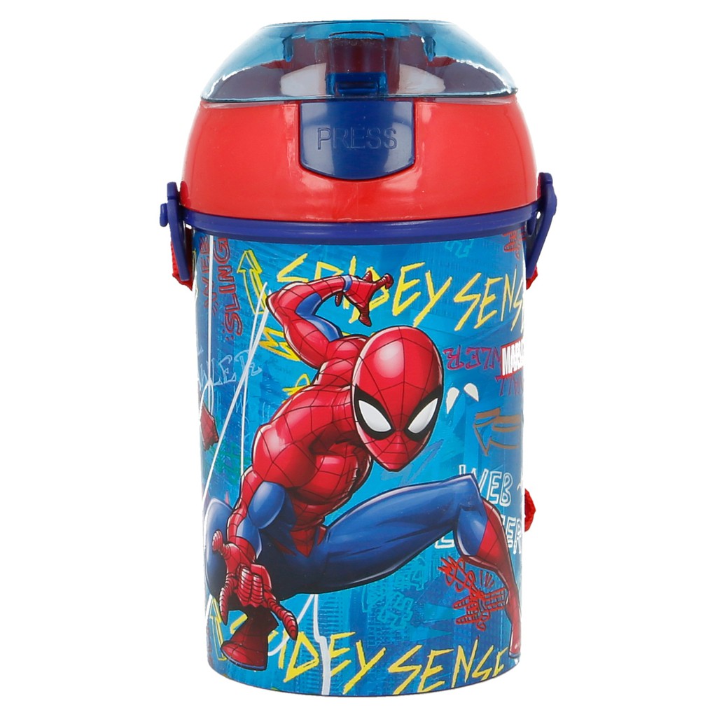 Bình Nước SieuKid Pop Up Canteen Spider-Man Graffiti 450ml Chính Hãng